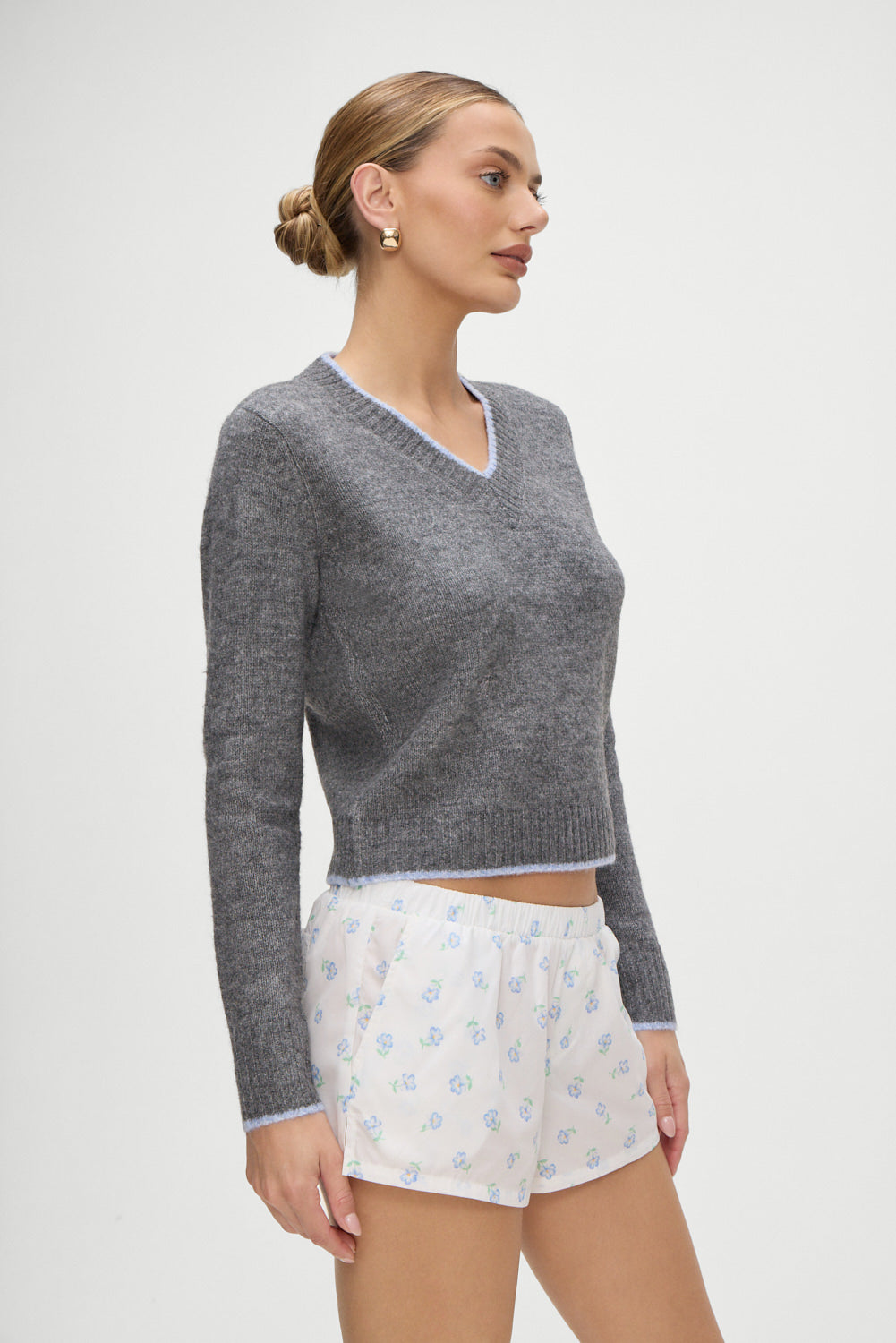 Frankies Bikinis sale Brentwood V Neck Sweater - Winter Sky