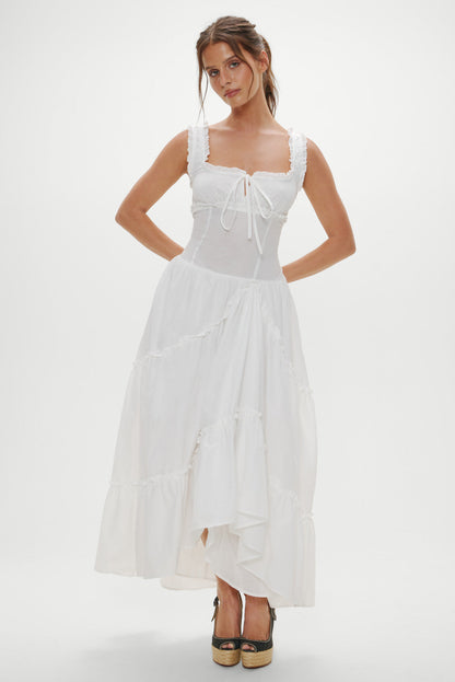 Frankies Bikinis sale Keepsake Cotton Ruffle Maxi Dress - Daisy White