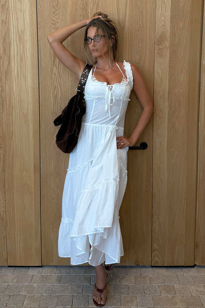 Frankies Bikinis sale Keepsake Cotton Ruffle Maxi Dress - Daisy White