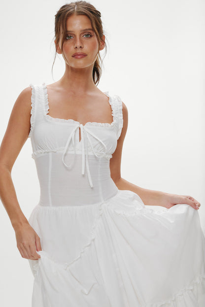 Frankies Bikinis sale Keepsake Cotton Ruffle Maxi Dress - Daisy White