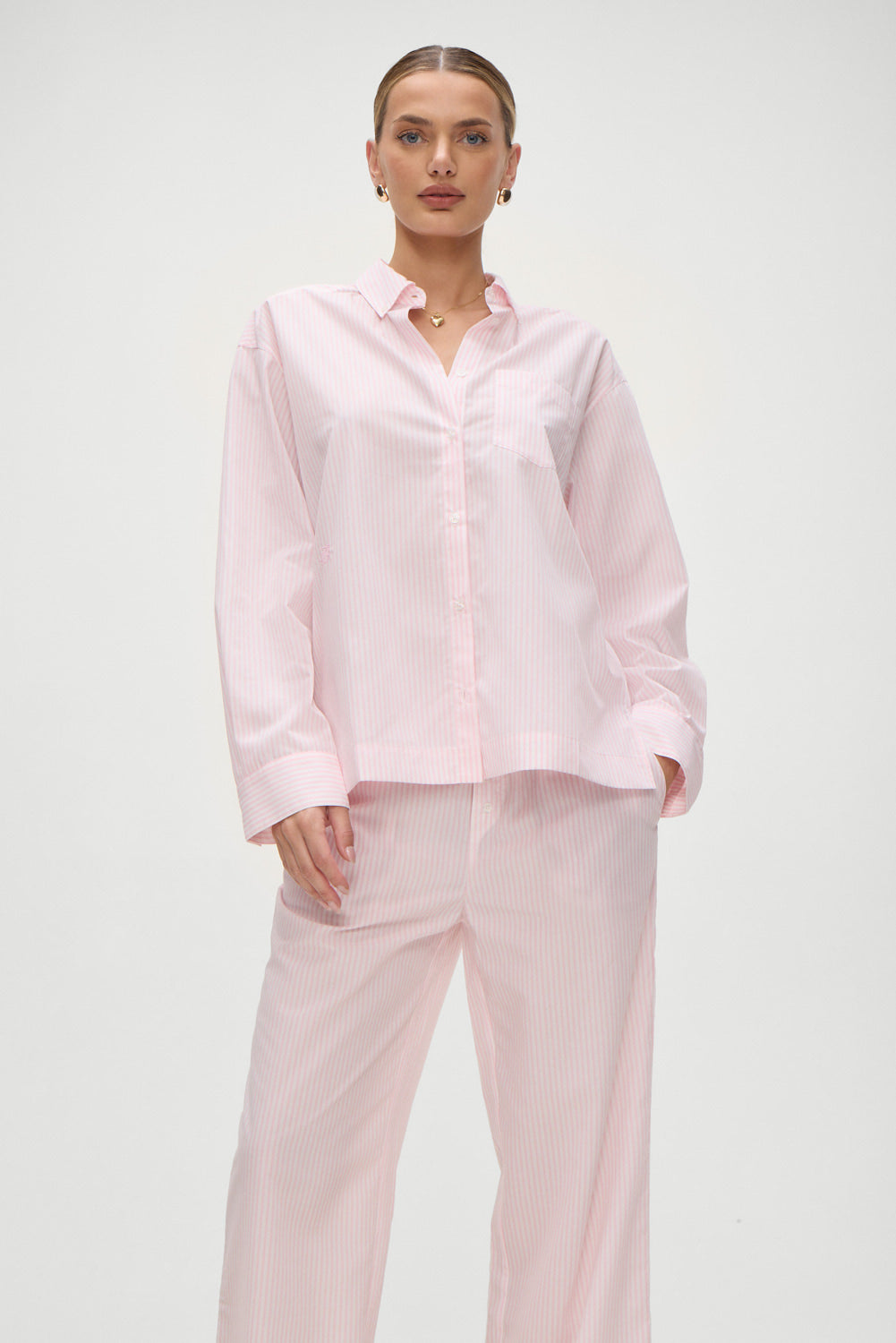 Frankies Bikinis sale Ralph Long Sleeve Sleep Shirt - Pink Stripe