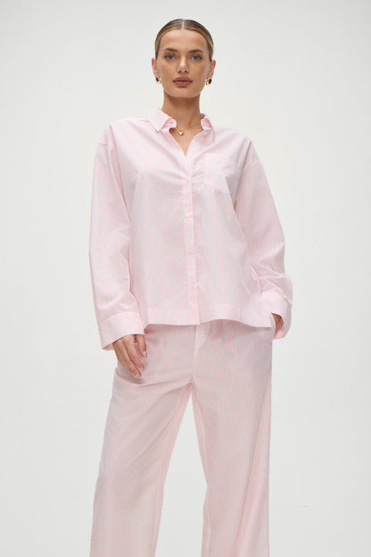 Frankies Bikinis sale Ralph Long Sleeve Sleep Shirt - Pink Stripe