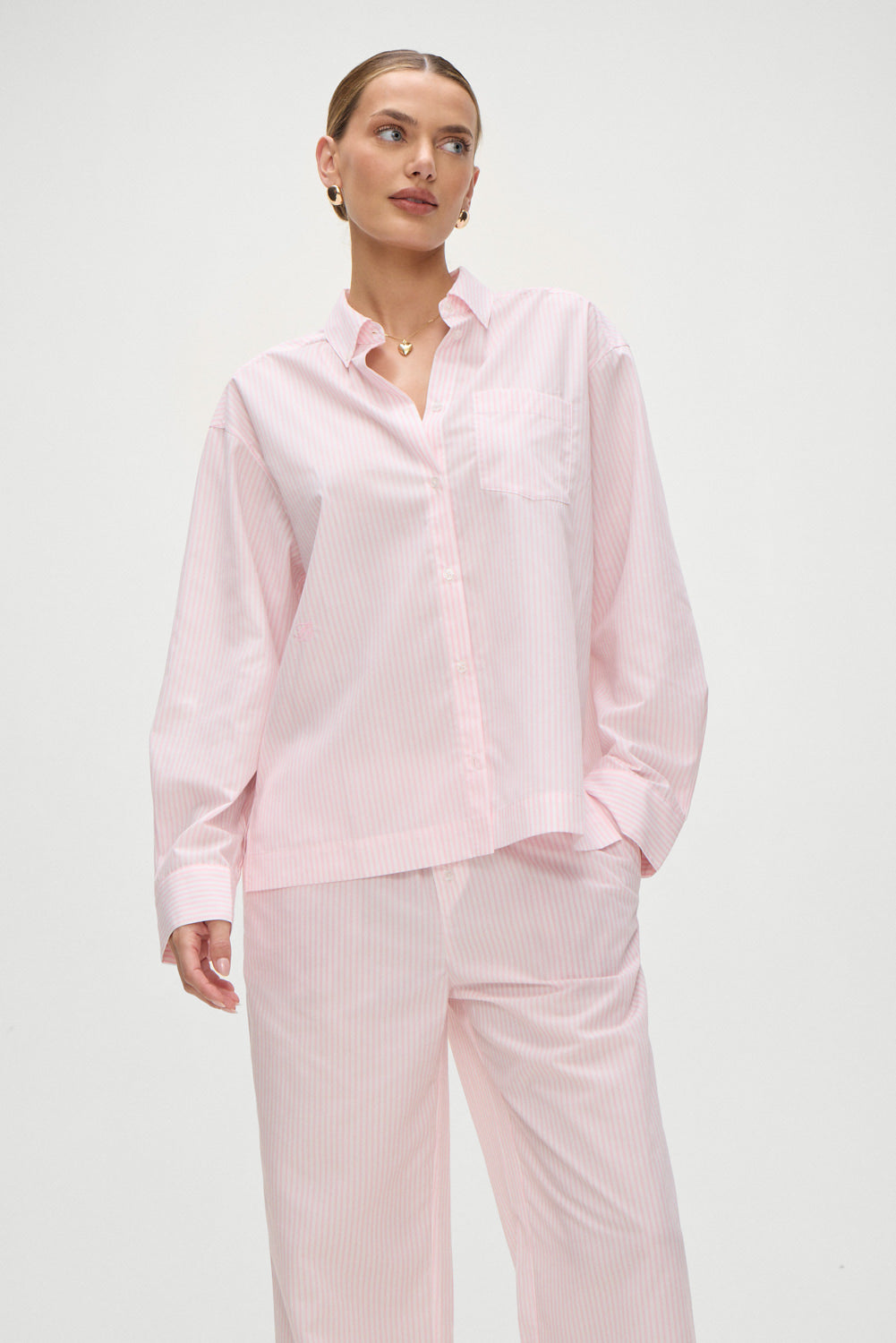 Frankies Bikinis sale Ralph Long Sleeve Sleep Shirt - Pink Stripe