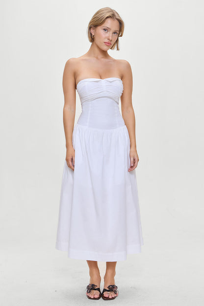 Frankies Bikinis sale Horizon Strapless Collared Midi Dress - White