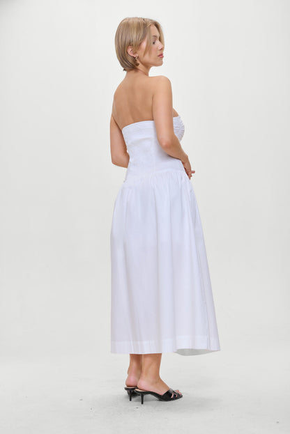 Frankies Bikinis sale Horizon Strapless Collared Midi Dress - White