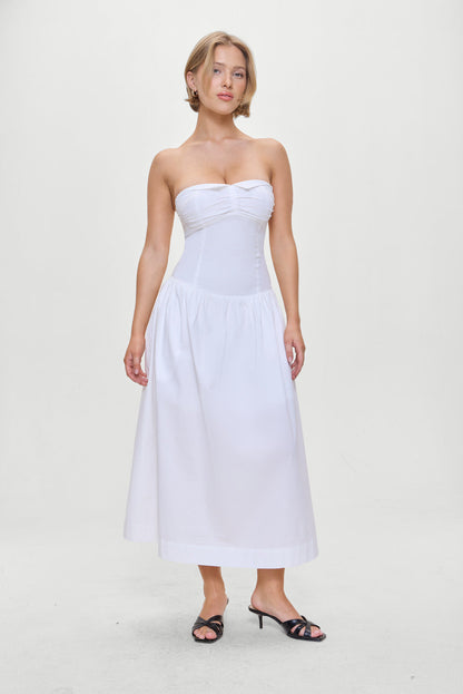 Frankies Bikinis sale Horizon Strapless Collared Midi Dress - White