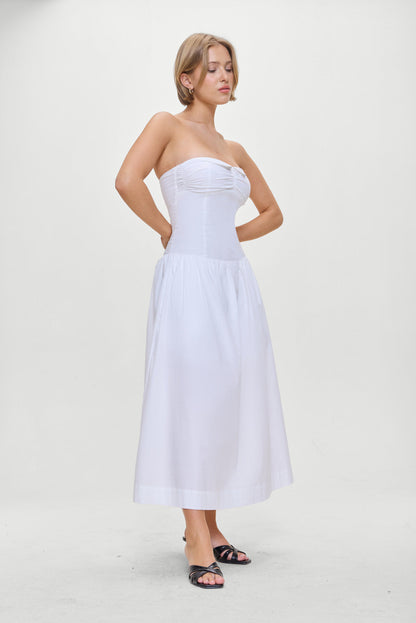 Frankies Bikinis sale Horizon Strapless Collared Midi Dress - White