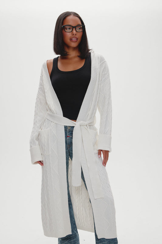 Frankies Bikinis sale Love Story Duster Cardigan - Cloud White