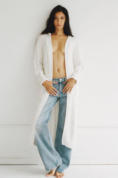 Frankies Bikinis sale Love Story Duster Cardigan - Cloud White