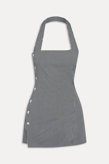 Frankies Bikinis sale West Cotton Wrap Mini Dress - Morning Gingham