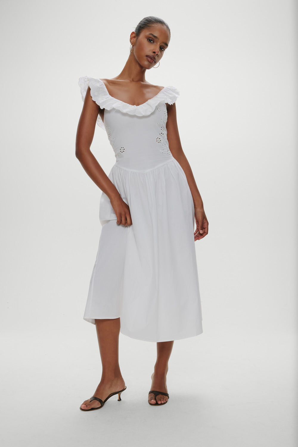 Frankies Bikinis sale Georgia Cotton Embroidered Midi Dress - Angel's Meadow