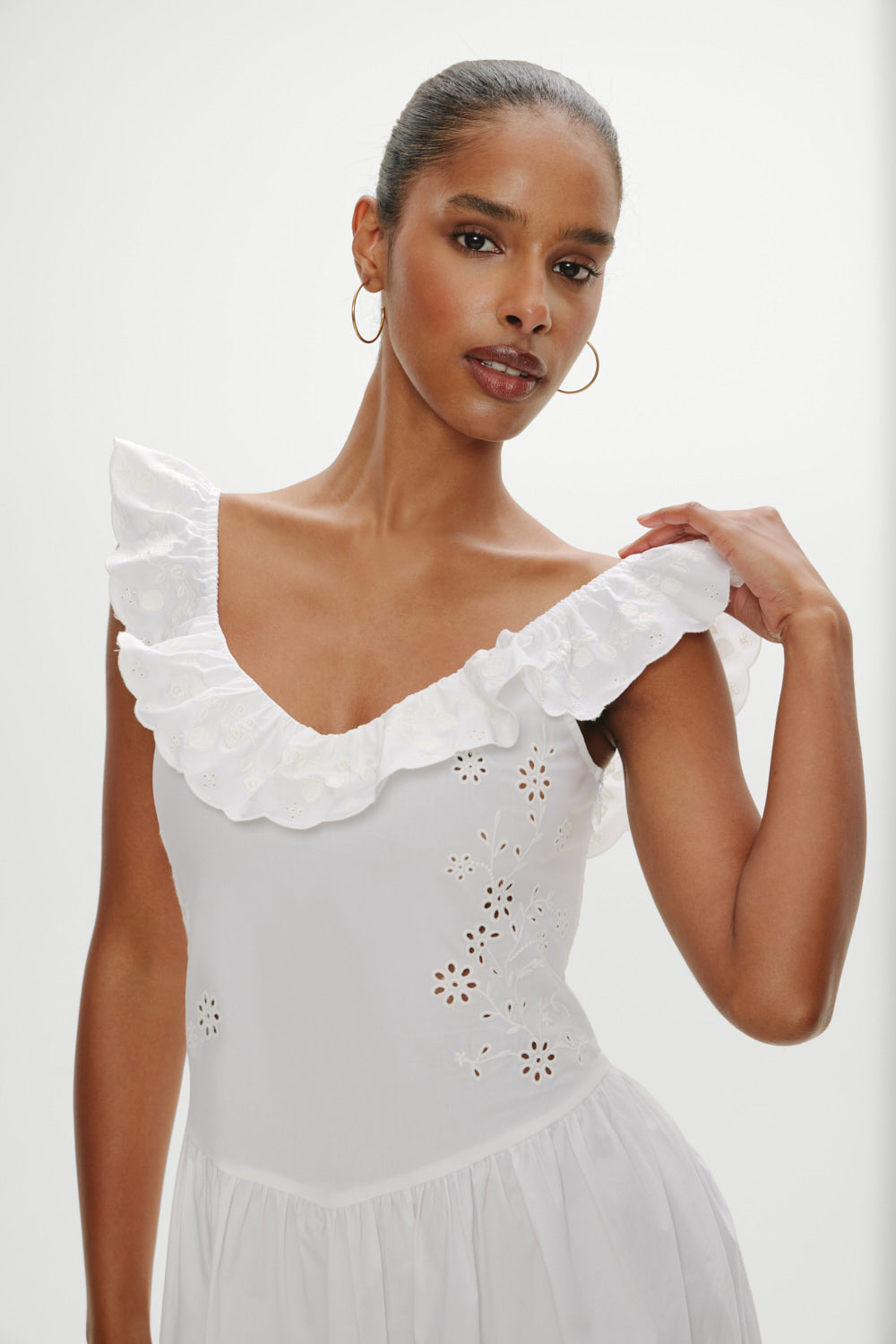 Frankies Bikinis sale Georgia Cotton Embroidered Midi Dress - Angel's Meadow