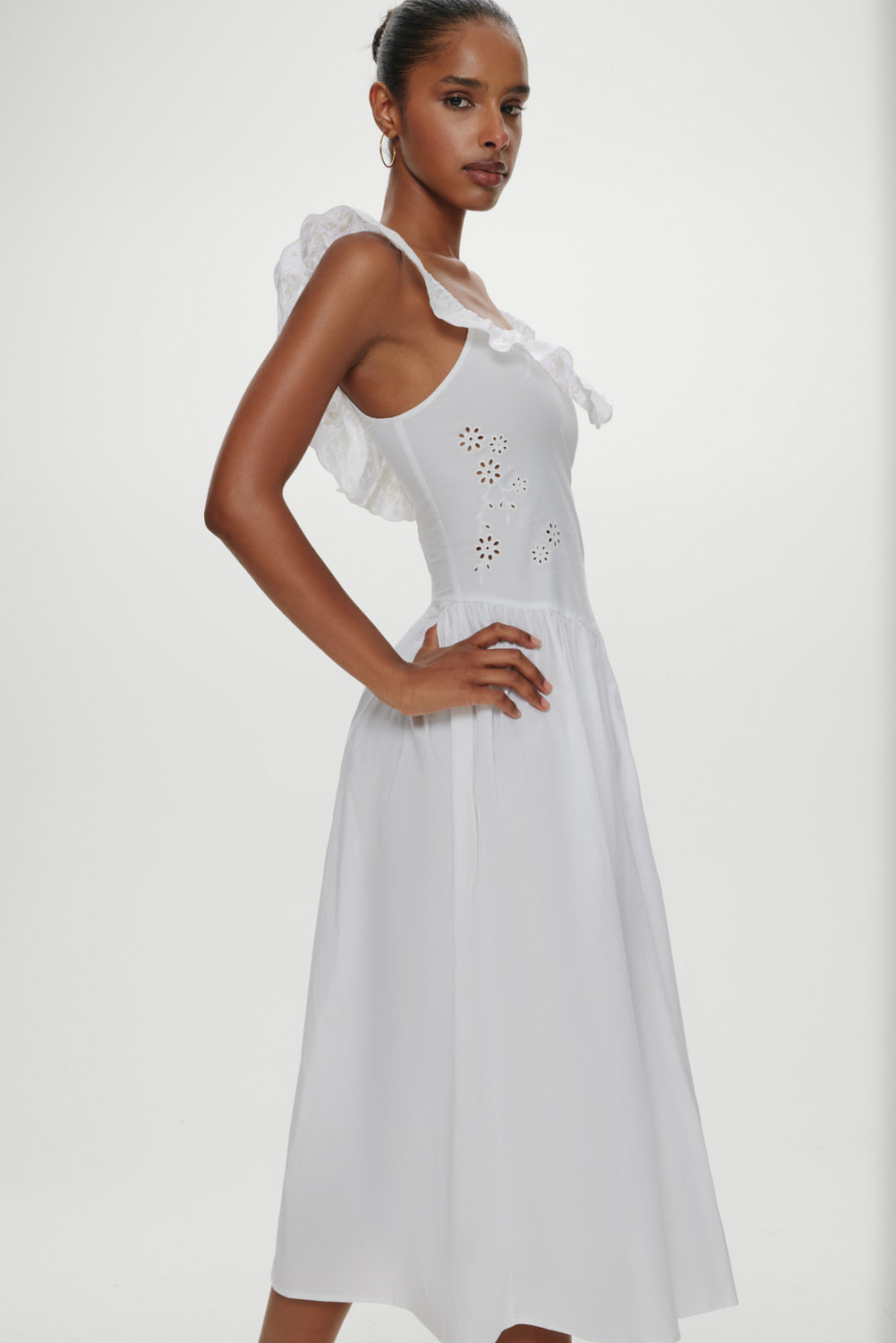 Frankies Bikinis sale Georgia Cotton Embroidered Midi Dress - Angel's Meadow