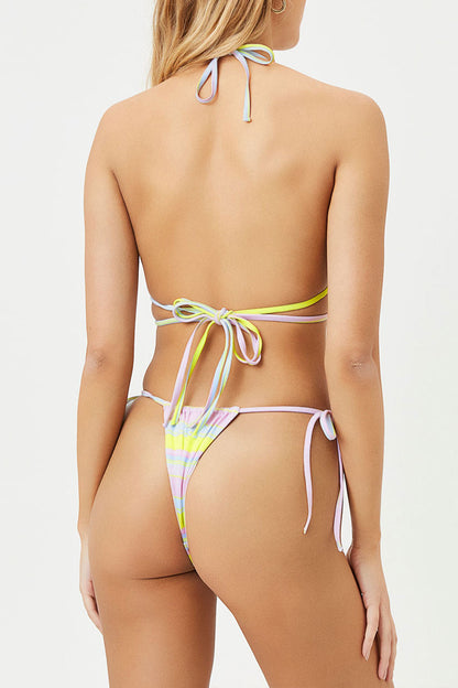 Frankies Bikinis sale Tatum Triangle String Bikini Top - Summer Stripe