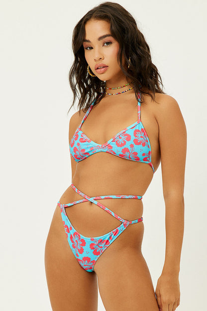 Frankies Bikinis sale Syd Terry Wrap Bikini Bottom - Blue Magic