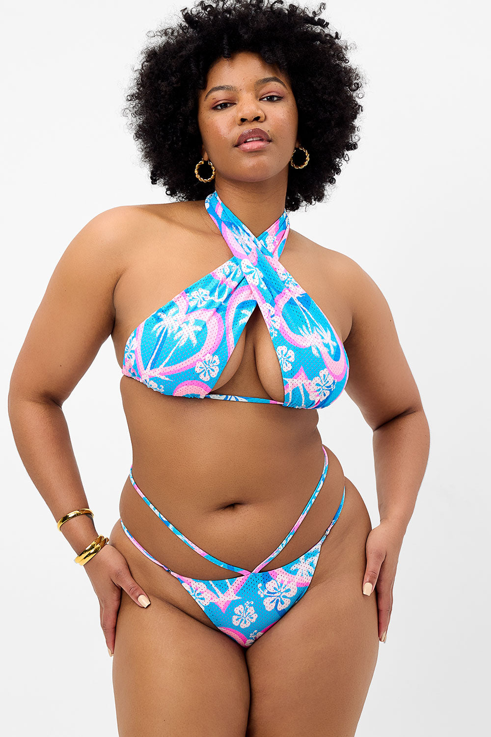 Frankies Bikinis sale Bash Mesh Halter Bikini Top - Tropic Love