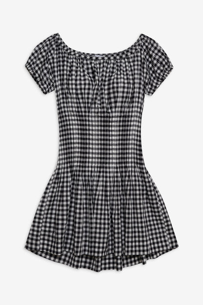 Frankies Bikinis sale Sadie Gingham Mini Dress - Black Gingham