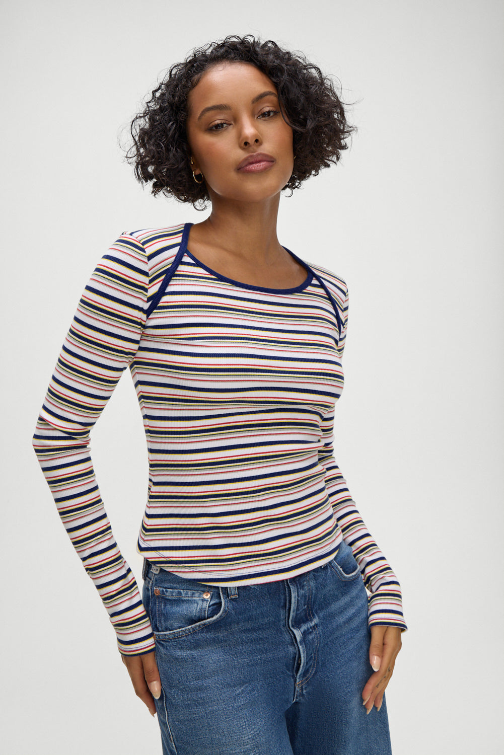 Frankies Bikinis sale Blair Striped Long Sleeve Shirt - Love Stripe