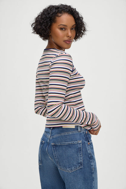 Frankies Bikinis sale Blair Striped Long Sleeve Shirt - Love Stripe