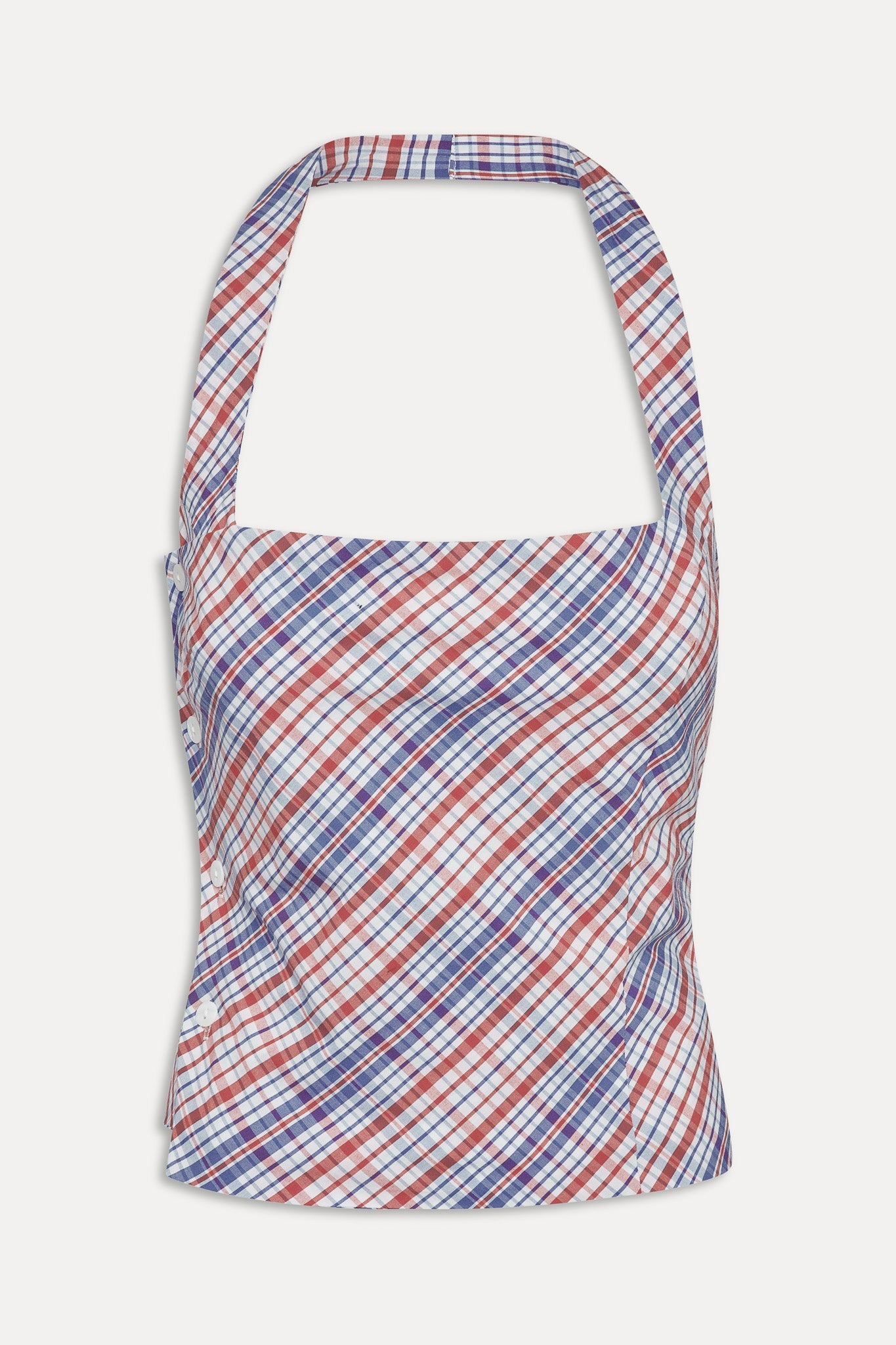 Frankies Bikinis sale Sterling Cotton Wrap Halter Top - Americana Plaid