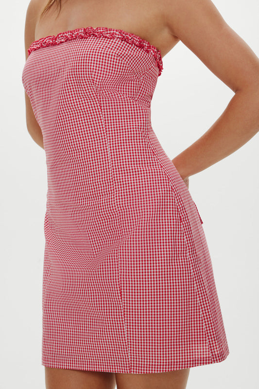 Frankies Bikinis sale Poppy Strapless Cotton Mini Dress - Picnic Basket