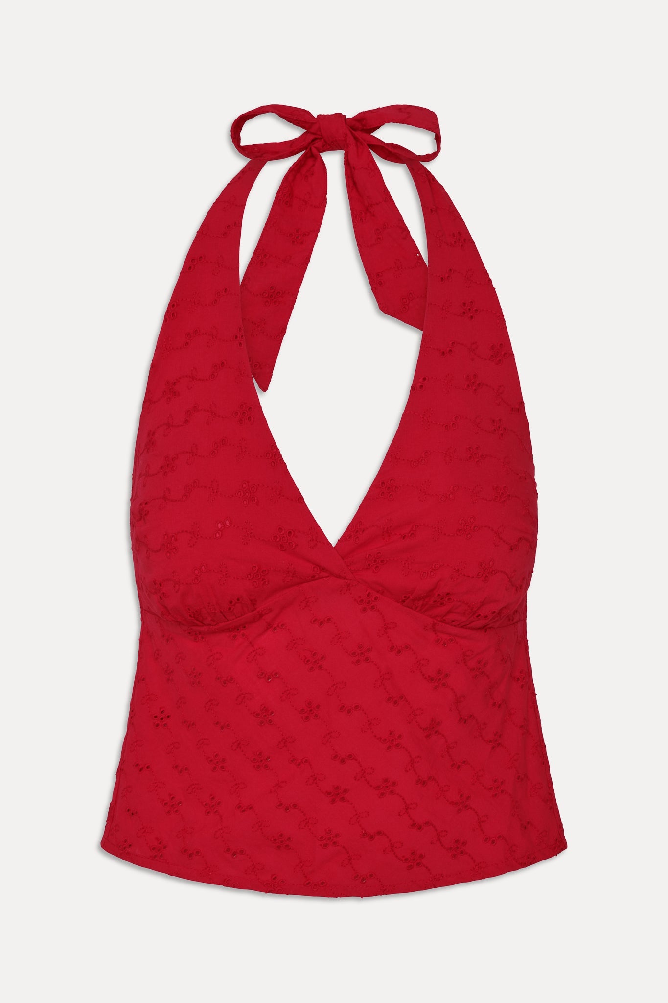 Frankies Bikinis sale Cora Eyelet Halter Top - Red Rose