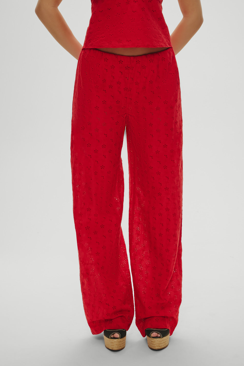 Frankies Bikinis sale Princess Eyelet Pants - Red Rose