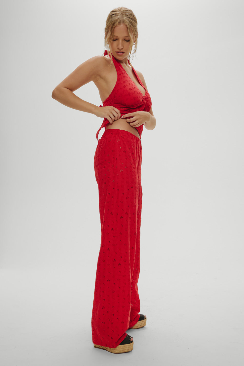Frankies Bikinis sale Princess Eyelet Pants - Red Rose