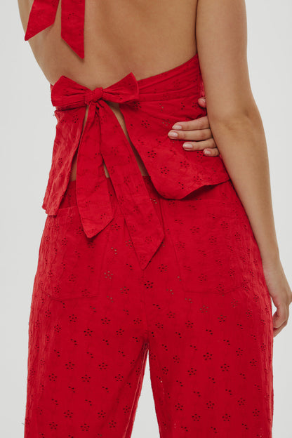Frankies Bikinis sale Princess Eyelet Pants - Red Rose