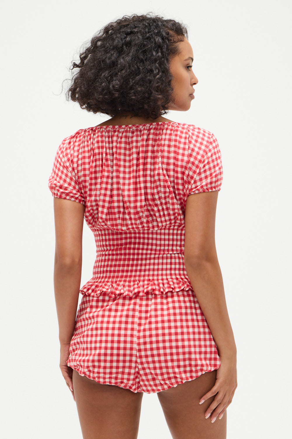 Frankies Bikinis sale Cider Gingham Blouse - Cherry Gingham