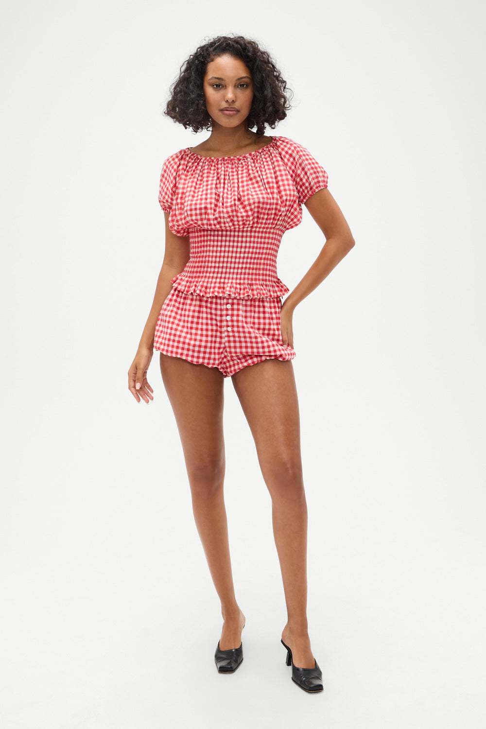 Frankies Bikinis sale Cider Gingham Blouse - Cherry Gingham