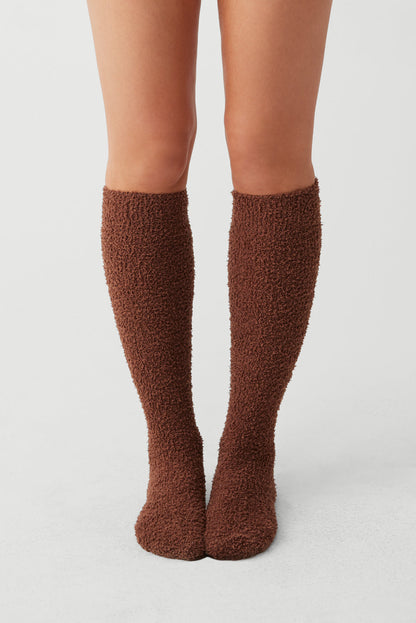 Frankies Bikinis sale Cuddle Fuzzy High Socks - Chocolate Lily