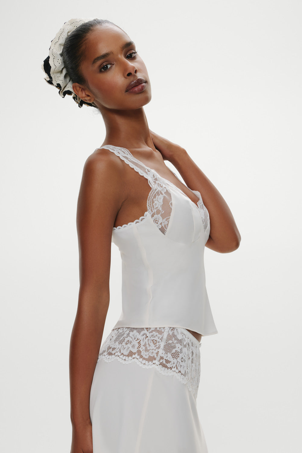 Frankies Bikinis sale Harper Satin Lace Top - Heaven