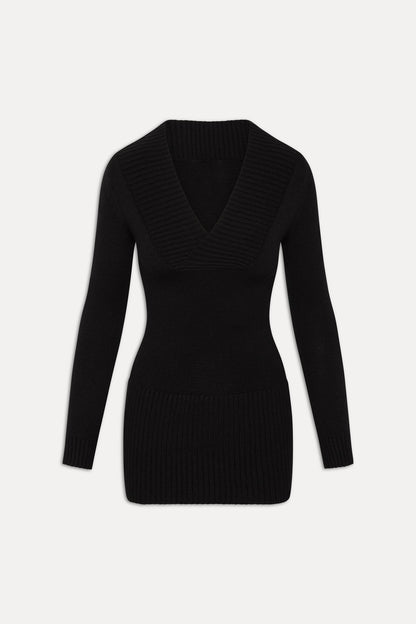 Frankies Bikinis sale Jade Long Sleeve Knit Mini Dress - Black