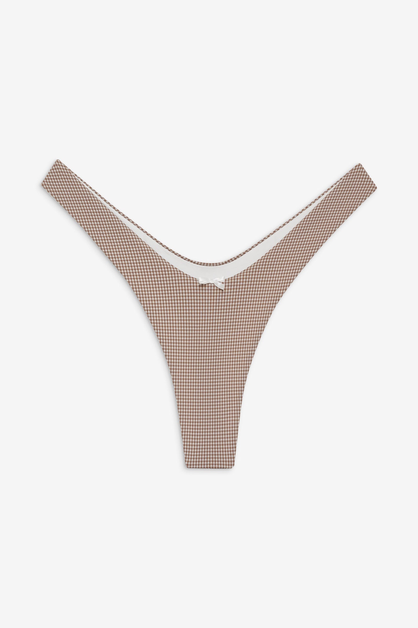 Frankies Bikinis sale Full Moon Micro Bikini Bottom - Brown Gingham