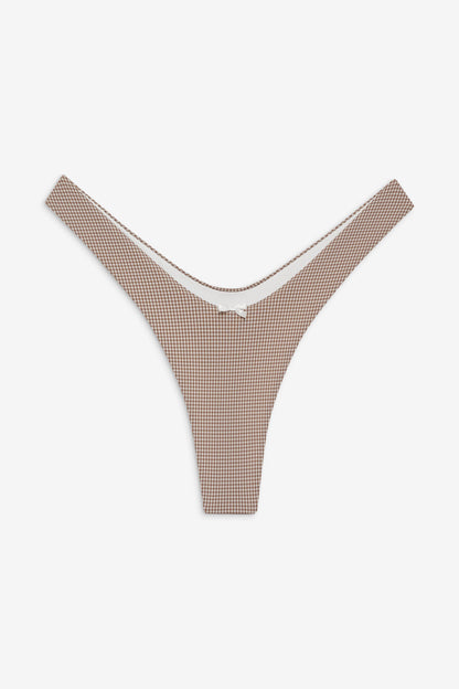 Frankies Bikinis sale Full Moon Micro Bikini Bottom - Brown Gingham