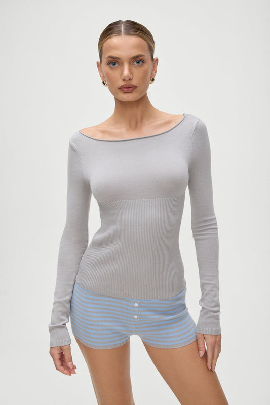 Frankies Bikinis sale Theo Knit Sweater - Ash