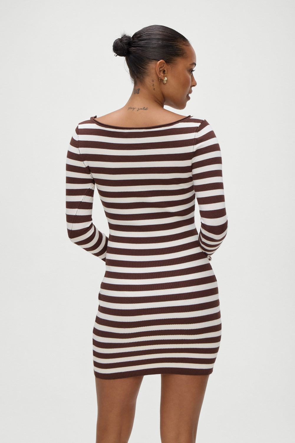Frankies Bikinis sale Luca Knit Mini Dress - Brown Sugar Stripe