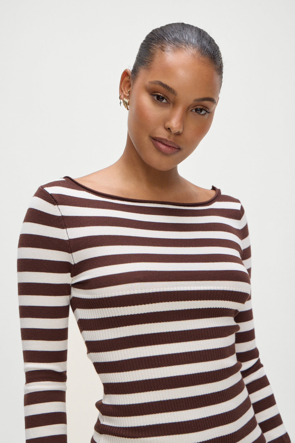 Frankies Bikinis sale Luca Knit Mini Dress - Brown Sugar Stripe