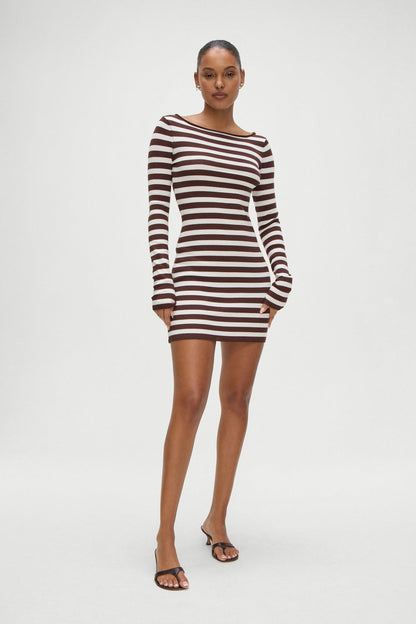 Frankies Bikinis sale Luca Knit Mini Dress - Brown Sugar Stripe
