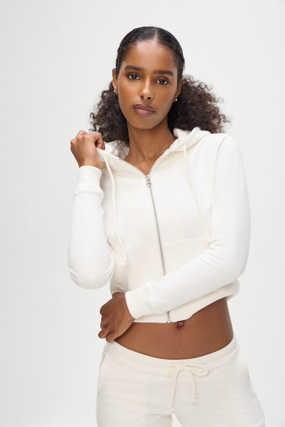 Frankies Bikinis sale Fall Zip Up Hoodie - White