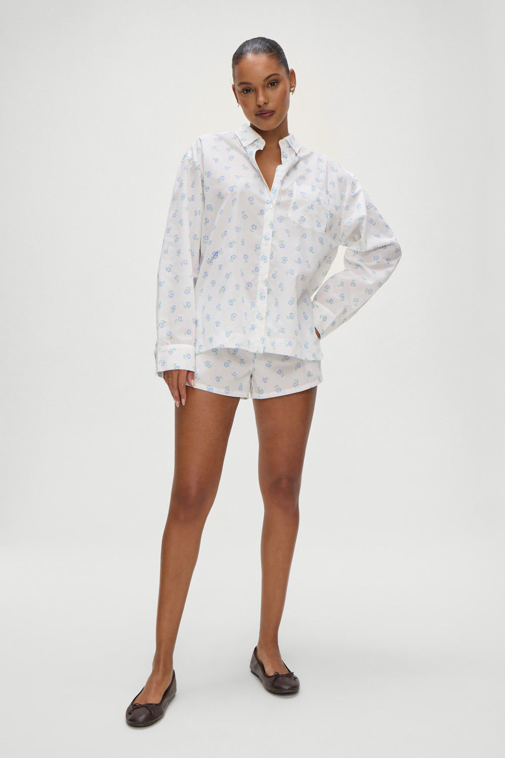 Frankies Bikinis sale Farmhouse Boxer Sleep Shorts - Periwinkle