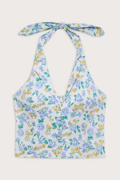 Frankies Bikinis sale Cottage Halter Top - Coastal Floral