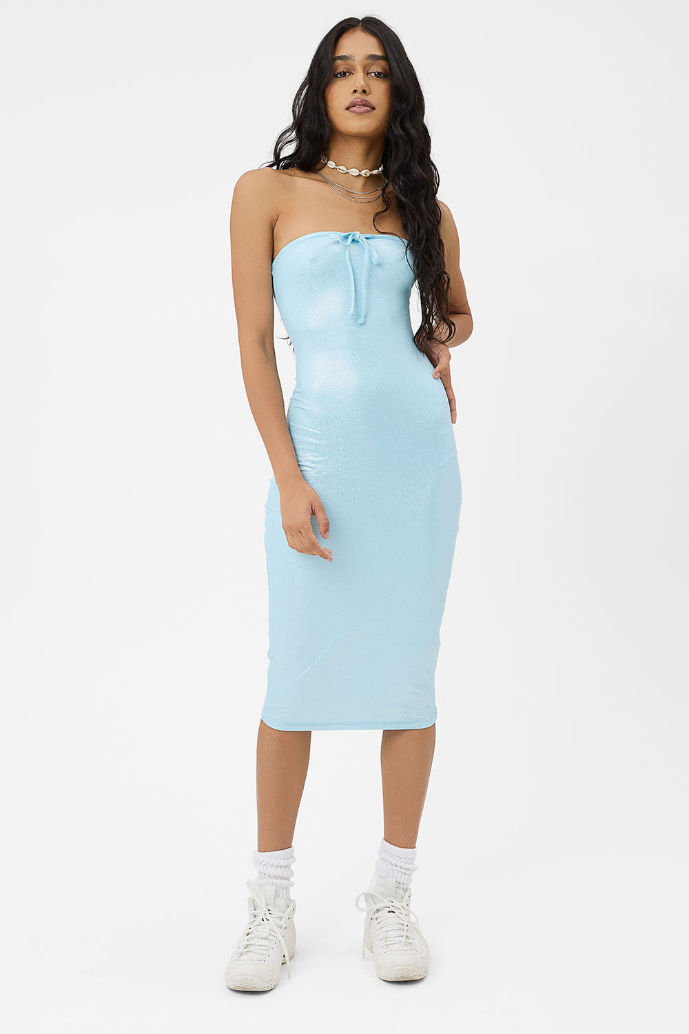 Frankies Bikinis sale Hope Iridescent Strapless Dress - Cloud Chaser