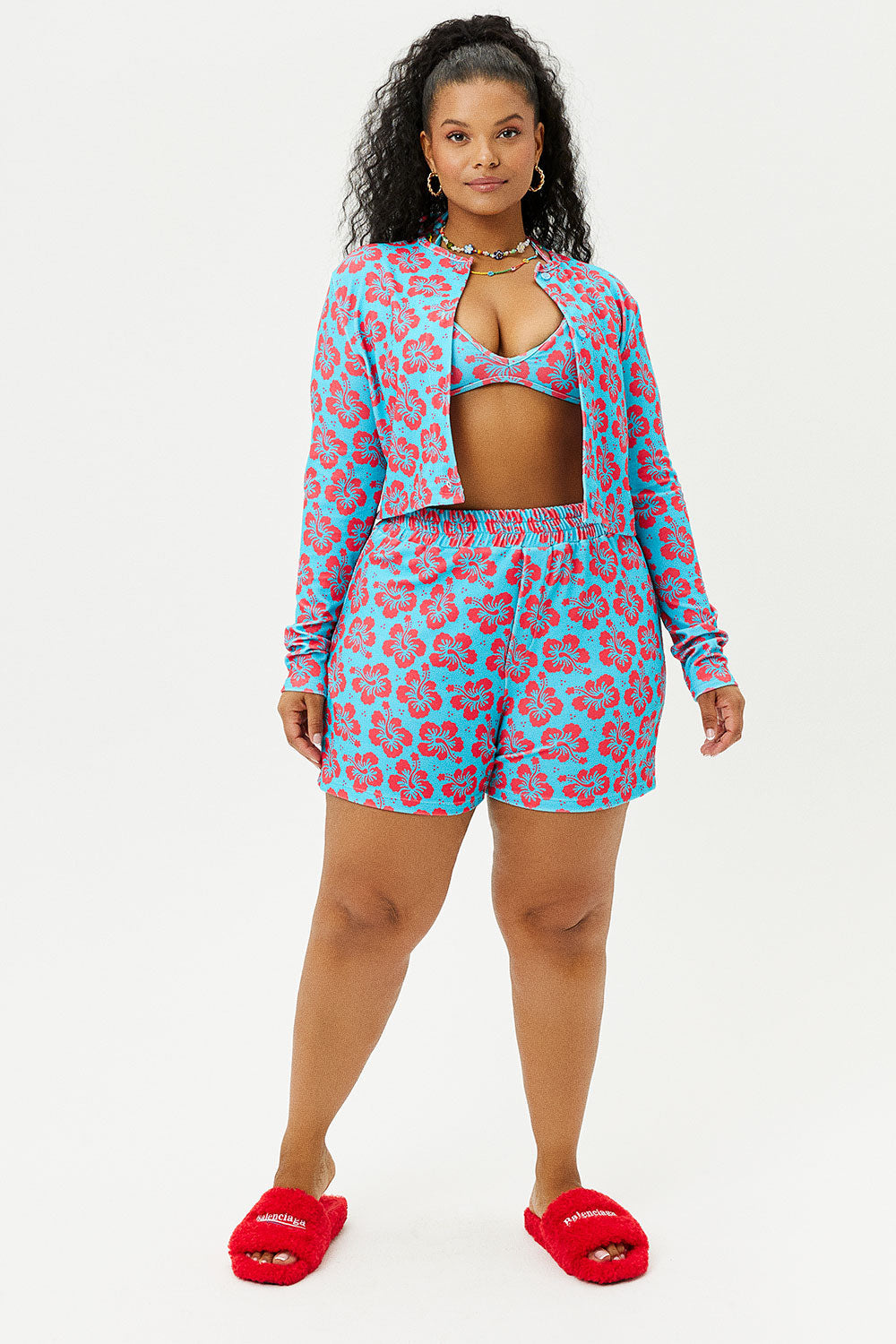 Frankies Bikinis sale Cheri Terry Cardigan Sweater - Blue Magic