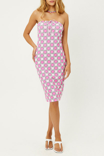 Frankies Bikinis sale Hope Strapless Terry Dress - Pink Daisy