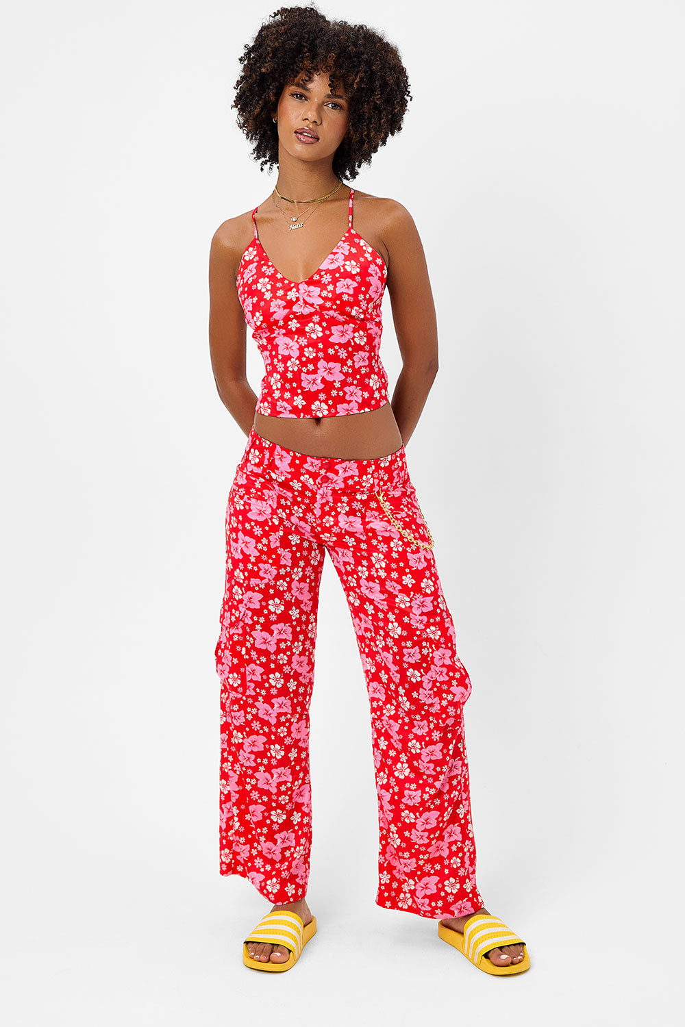 Frankies Bikinis sale Chilli Satin Floral Cargo Pant - Coconut Girl