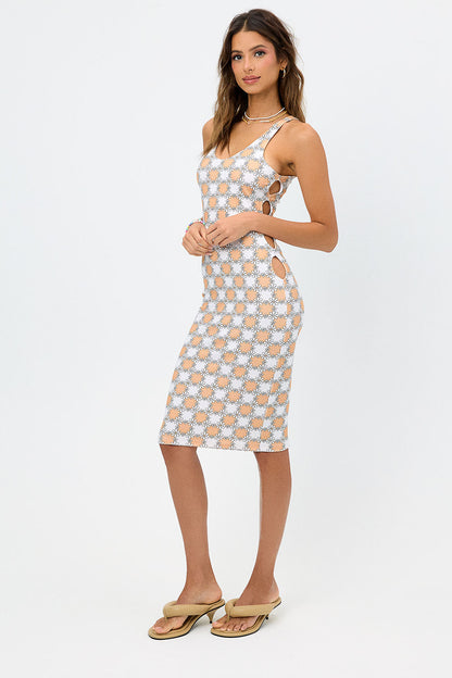 Frankies Bikinis sale Sterling Terry Midi Dress - Nude Daisy