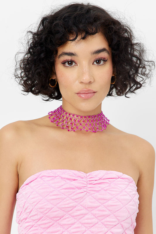 Frankies Bikinis sale Ocean Drip Necklace - Baby Pink