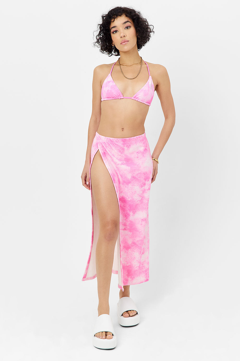 Frankies Bikinis sale Stacey Terry Maxi Skirt - Distorted Pink Dye